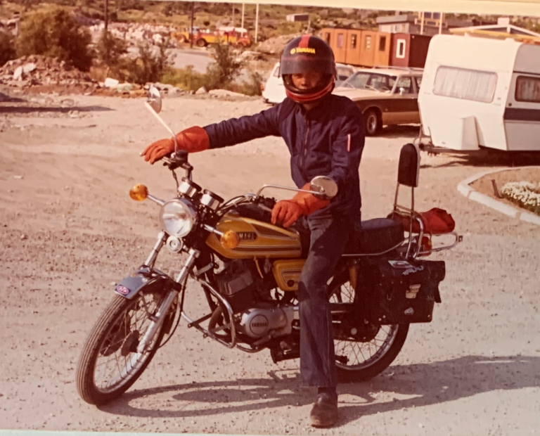 Rune Wee på ny motorsykkel i 1978, 16 år gammel.